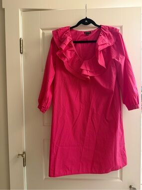 Who What Wear Hot Pink Ruffle-Trim Midi Dress